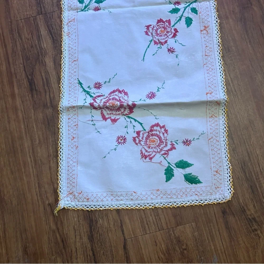 Vintage embroidered table runner